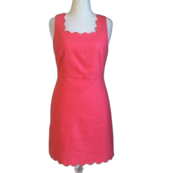 NWT J. Crew Factory Scalloped basketweave square-neck Pink Dress Size 8 L6982 - Picture 1 of 10